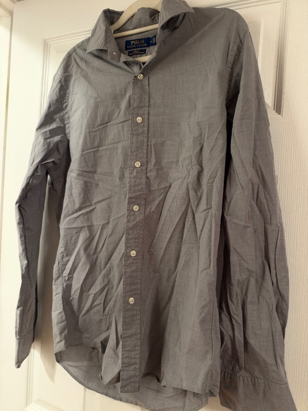 Polo Ralph Lauren Gray Slim Fit Stretch Dress Shirt, Men's M